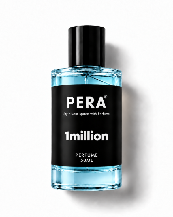 black perfume bottle labeled 1million