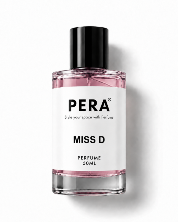 miss d perfume bottle in blush pink
